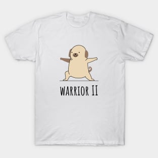 Dog Yoga Pug Warrior II Virabhadrasana II Warrior 2 Pose Dog Lover Puppy Doggy Vinyasa Doga T-Shirt